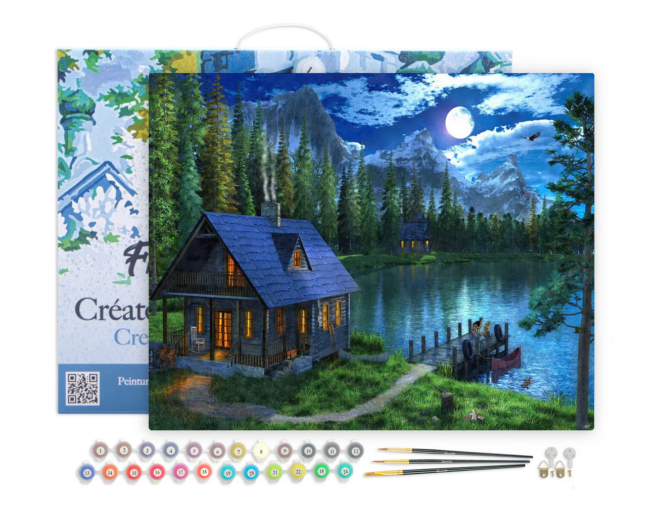 Set pictura pe numere, cu sasiu, Lac nocturn, 40x50 cm [2]
