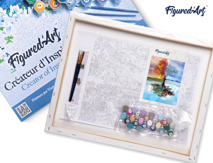 Set pictura pe numere, cu sasiu, Copacul celor 4 anotimpuri, 40x50 cm [6]