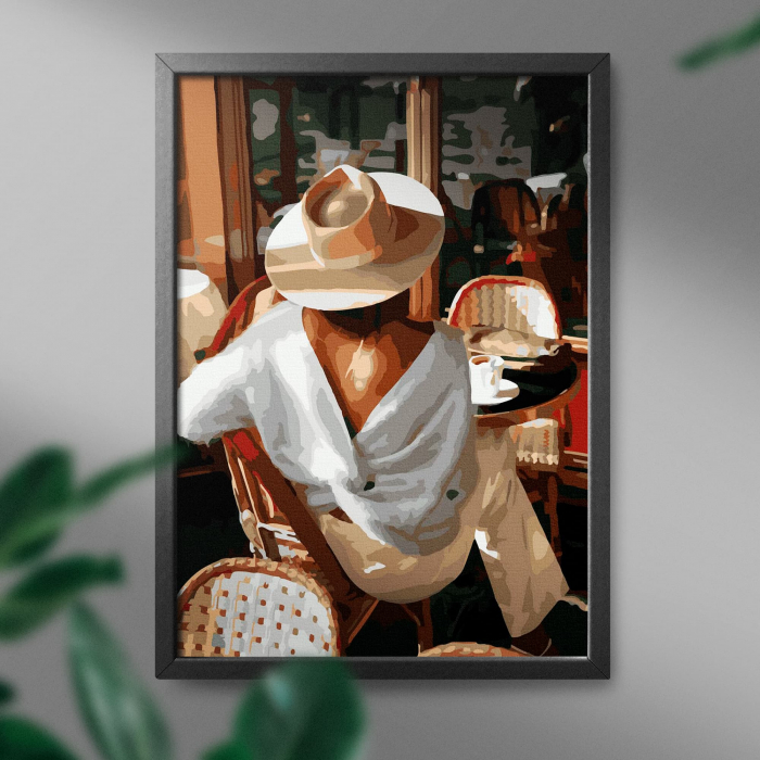 Set pictura pe numere, cu sasiu, Femeie cu palarie, 40x50 cm [3]