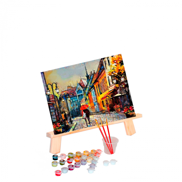 Set pictura pe numere, cu sasiu, European Town, 40x50 cm [2]