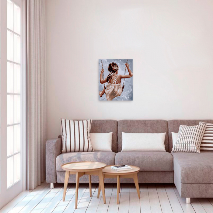 Set pictura pe numere, cu sasiu, Leagan, 40x50 cm [3]