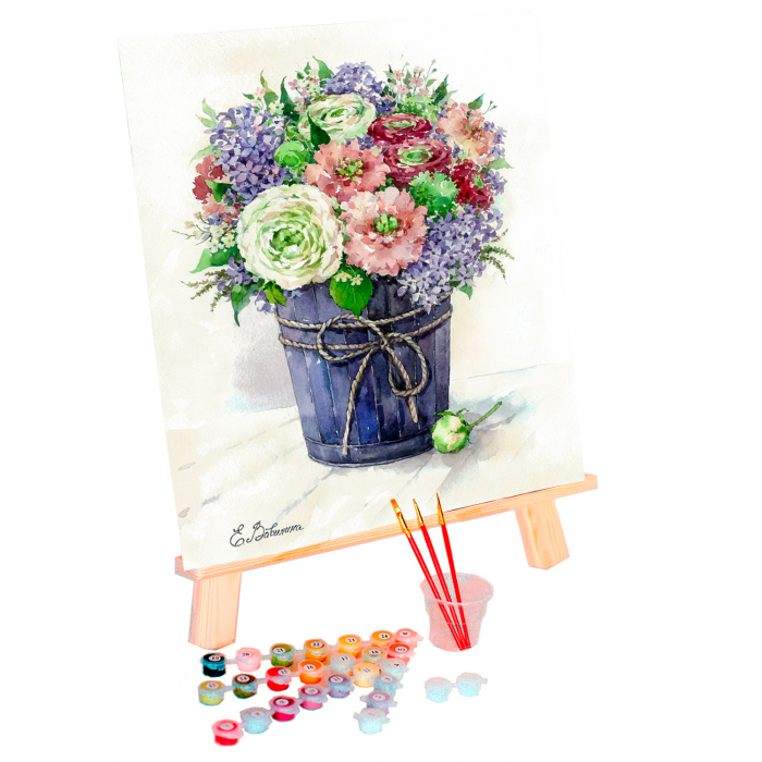 Set pictura pe numere, cu sasiu, Liliac in Vaza 40x50 cm [2]