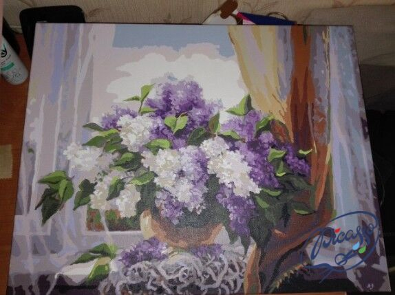 Set pictura pe numere, cu sasiu, Liliac la fereastra, 40x50 cm [2]