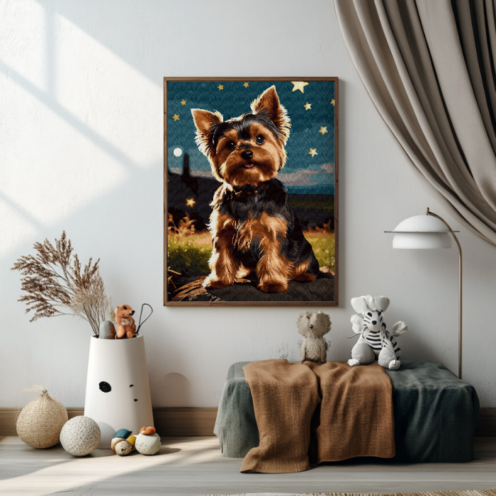 Set pictura pe numere, cu sasiu, Yorkshire Terrier, 40x50 cm [4]