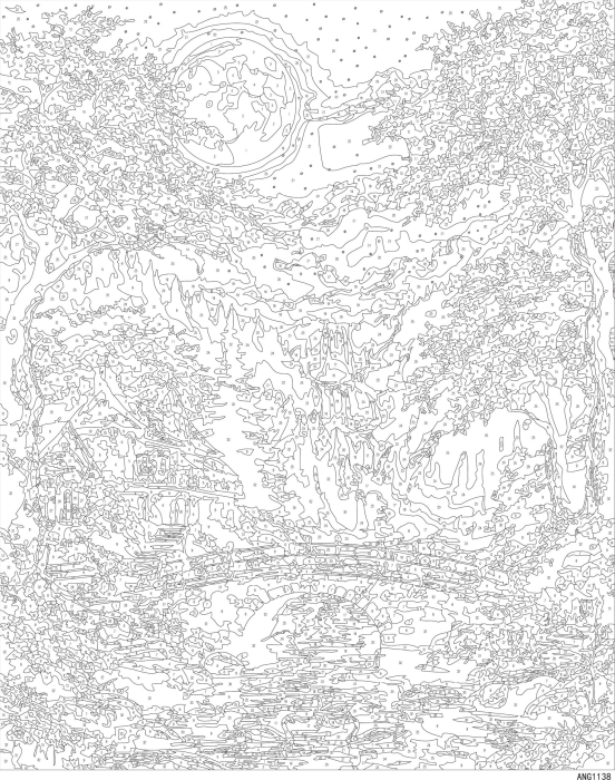 Set pictura pe numere, cu sasiu, Luna si cascada, 40x50 cm [3]
