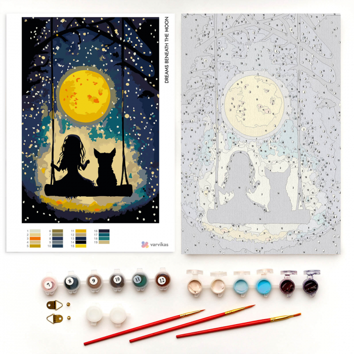 Set pictura pe numere, cu sasiu, Vise sub clar de luna, 20x30 cm [3]