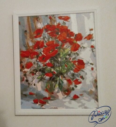 Set pictura pe numere, cu sasiu, Maci rosii, 40x50 cm [3]