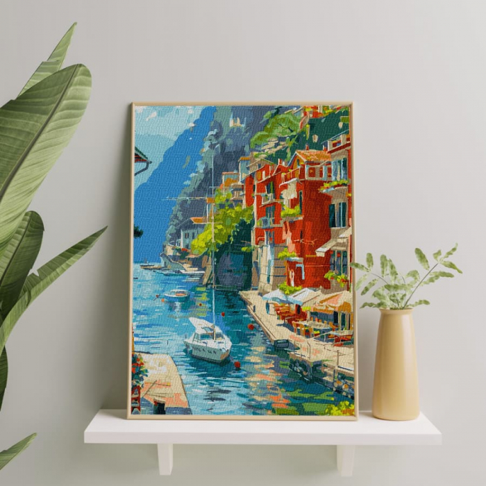 Set pictura pe numere, cu sasiu, Vacanta in Italia, 40x50 cm [4]
