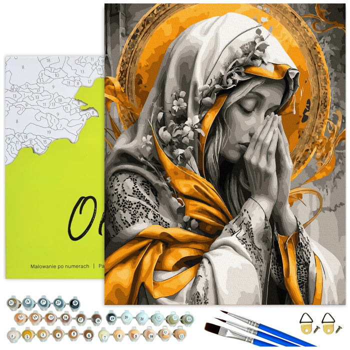 Set pictura pe numere, cu sasiu, Maica in rugaciune, 40x50 cm [4]