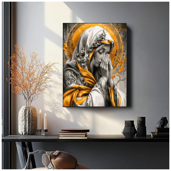 Set pictura pe numere, cu sasiu, Maica in rugaciune, 40x50 cm [2]