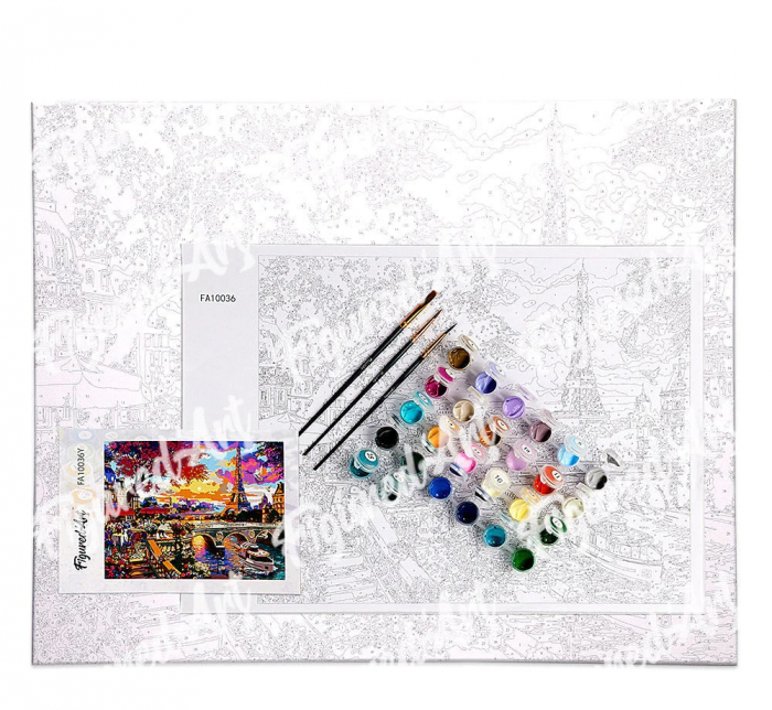 Set pictura pe numere, cu sasiu, Gheisa si sakura, 40x50 cm [6]