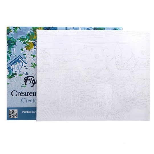 Set pictura pe numere, cu sasiu, Oras de coasta in Japonia, 40x50 cm [8]