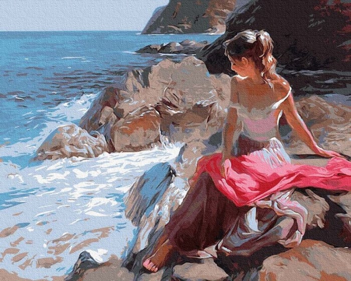 Set pictura pe numere, cu sasiu, Frumusetea valurilor de coasta, 40x50 cm [1]
