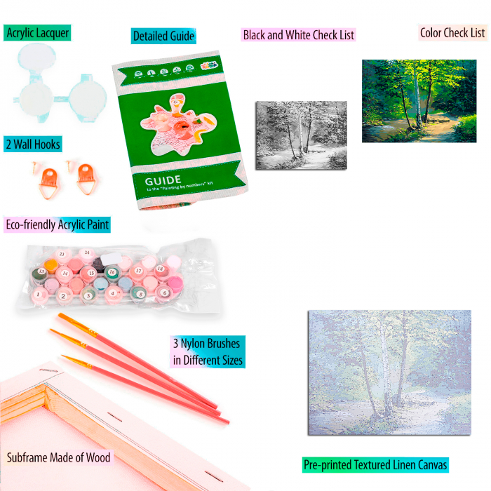 Pictura pe numere, cu sasiu, Mesteceni, 40x50 cm [4]