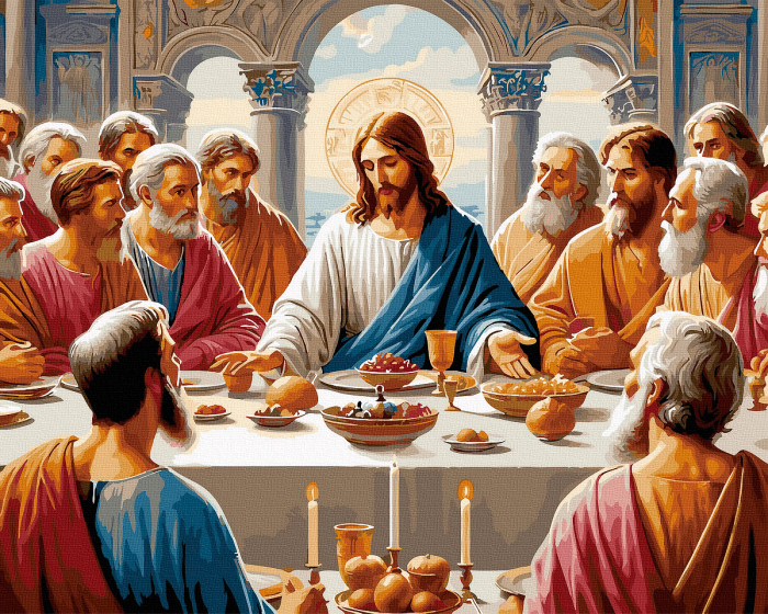 Set pictura pe numere, cu sasiu, Cina cea de taina, 40x50 cm [1]