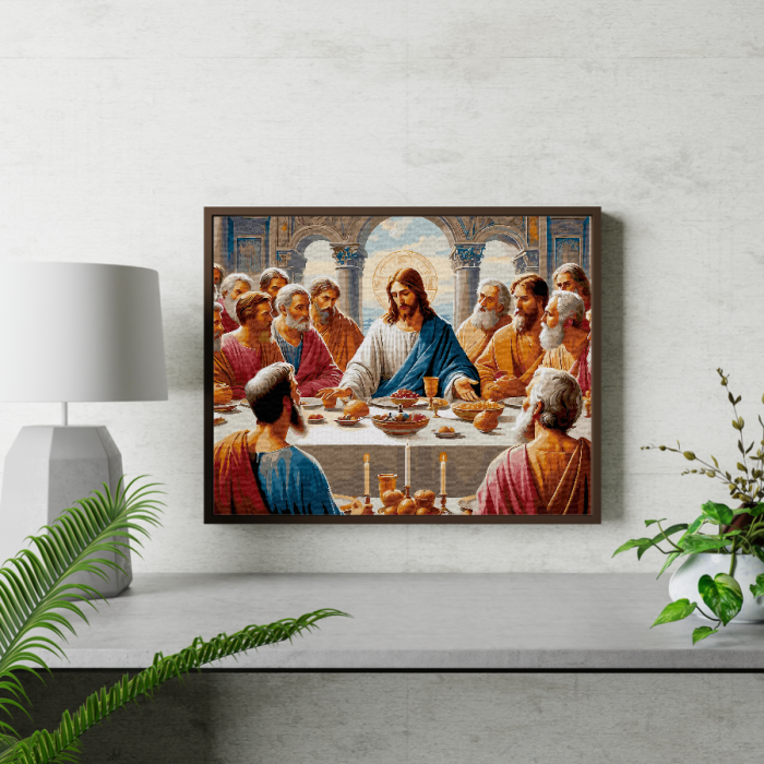 Set pictura pe numere, cu sasiu, Cina cea de taina, 40x50 cm [4]