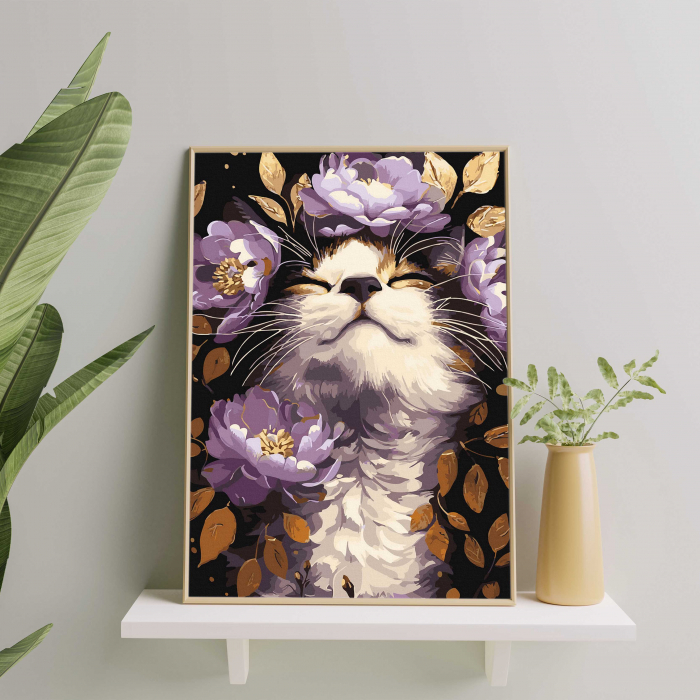 Set pictura pe numere cu sasiu, Rasfat - canvas negru, 40x50 cm [4]