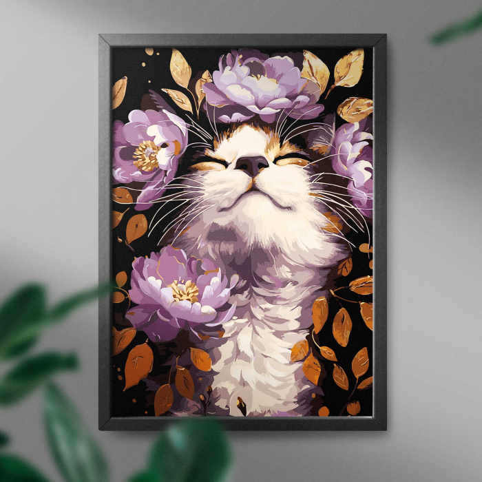 Set pictura pe numere cu sasiu, Rasfat - canvas negru, 40x50 cm [3]