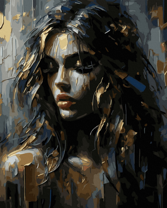 Set pictura pe numere, cu sasiu, Umbre - culori aurii, 40x50 cm [1]