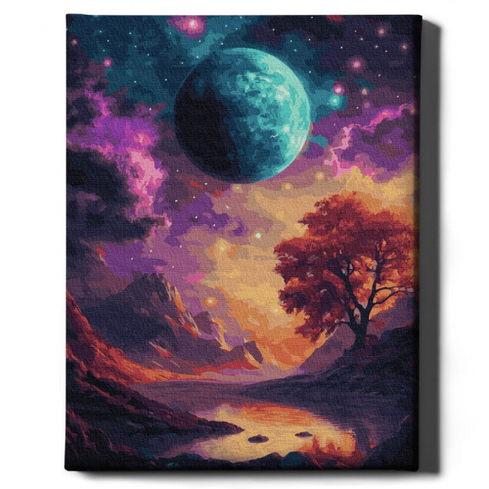 Set pictura pe numere, cu sasiu, Peisaj cosmic, 40x50 cm [2]