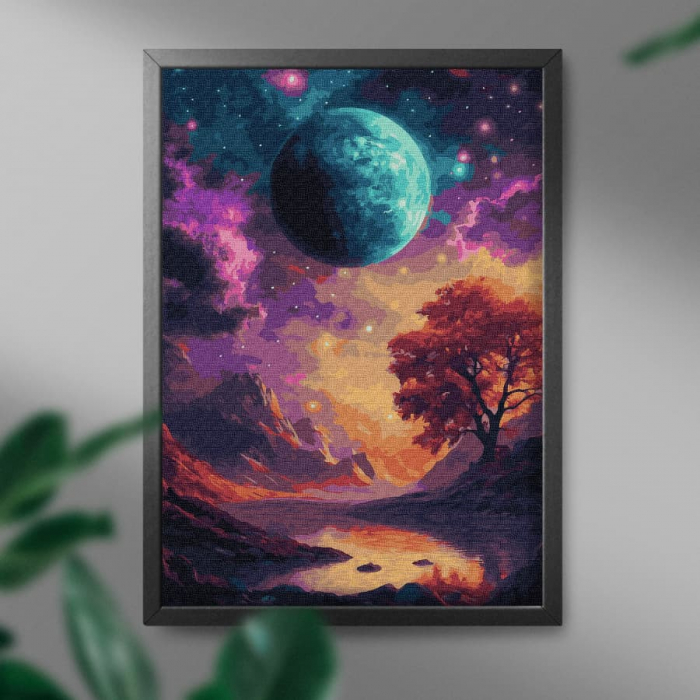 Set pictura pe numere, cu sasiu, Peisaj cosmic, 40x50 cm [3]