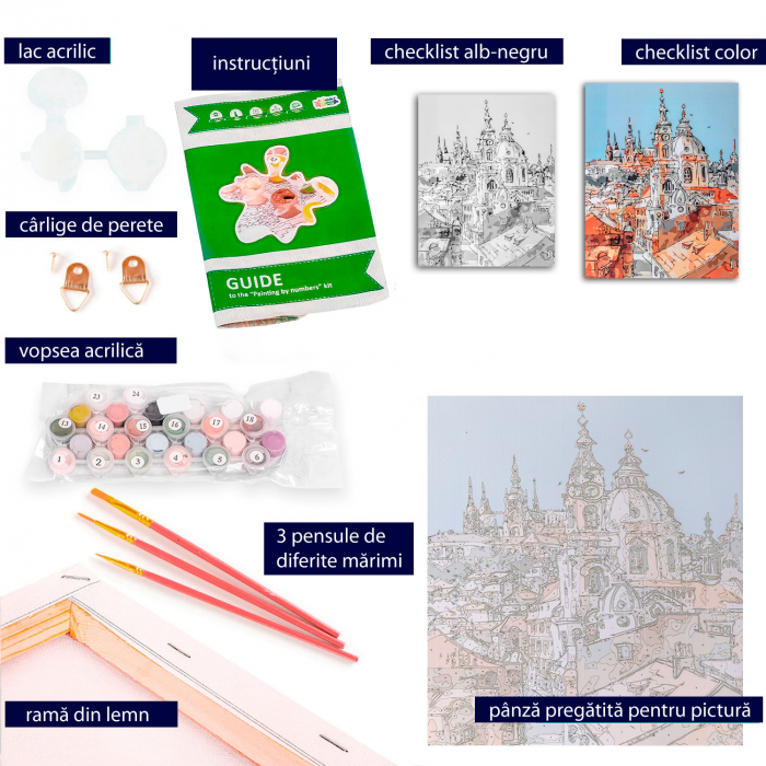 Pictura pe numere, cu sasiu, Turnurile Vechiului Oras, 40x50 cm [4]