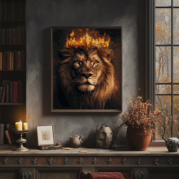 Set pictura pe numere, cu sasiu, Leu inflacarat, 40x50 cm [4]