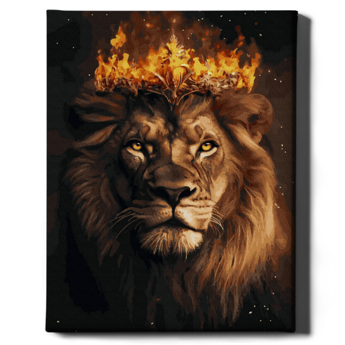 Set pictura pe numere, cu sasiu, Leu inflacarat, 40x50 cm [2]