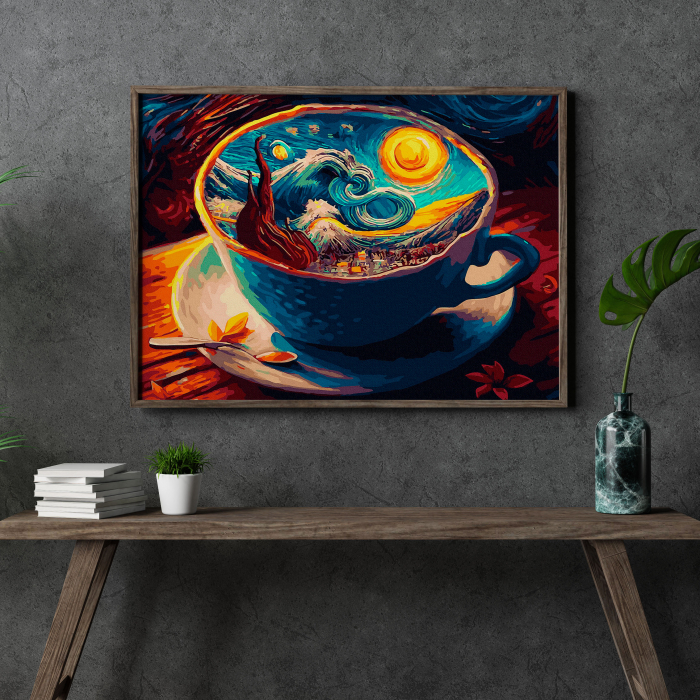 Set pictura pe numere, cu sasiu, Gustul noptii instelate, 40x50 cm [3]
