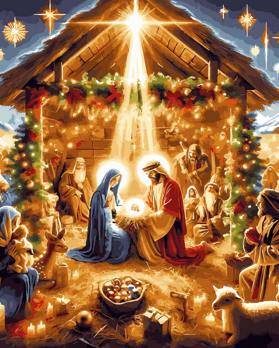 Set pictura pe numere, cu sasiu, Miracolul Nasterii, 40x50 cm [1]