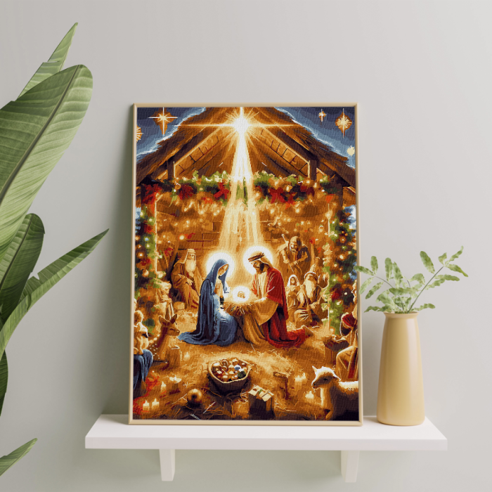 Set pictura pe numere, cu sasiu, Miracolul Nasterii, 40x50 cm [4]