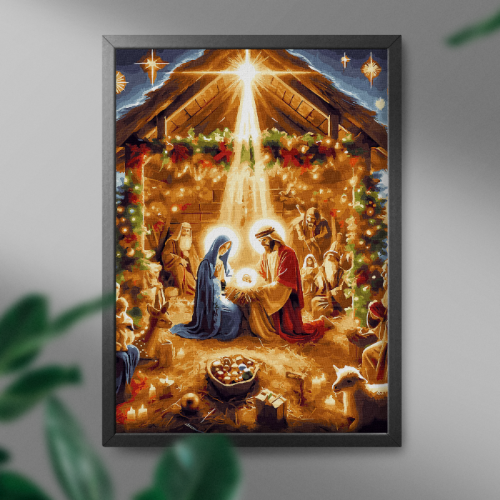 Set pictura pe numere, cu sasiu, Miracolul Nasterii, 40x50 cm [3]