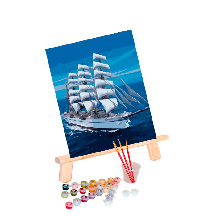 Set pictura pe numere, cu sasiu, Corabie alba [3]