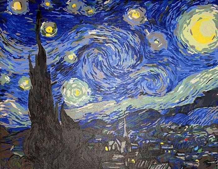 Set pictura pe numere, cu sasiu, Noapte Instelata - Van Gogh 40x50 cm [3]
