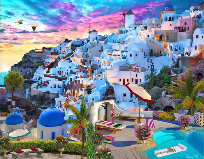 Set pictura pe numere, cu sasiu, Peisaj din Grecia, 40x50 cm [1]