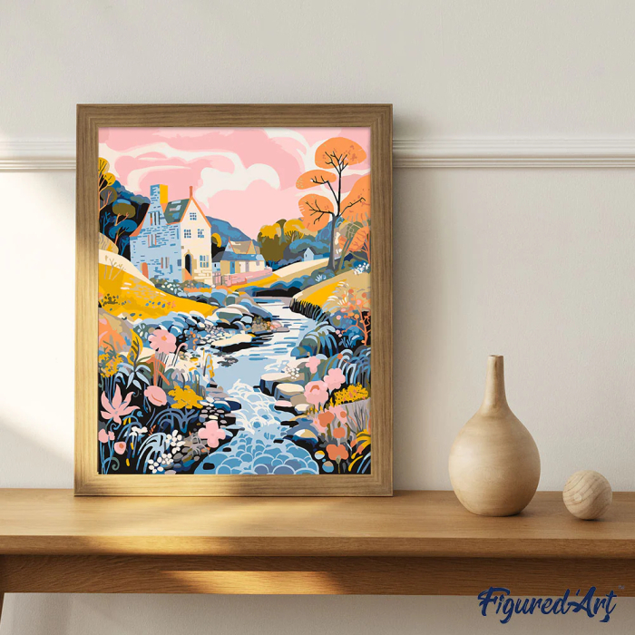 Set pictura pe numere, cu sasiu, Vila langa parau, 40x50 cm [3]