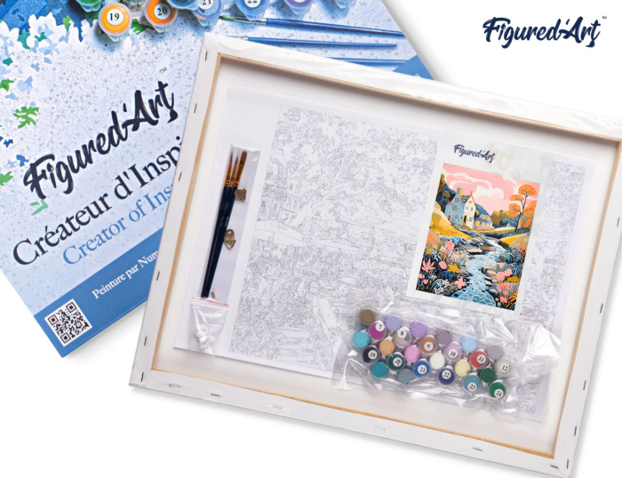 Set pictura pe numere, cu sasiu, Vila langa parau, 40x50 cm [7]