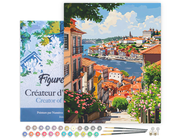 Set pictura pe numere, cu sasiu, Vedere spre rau, in Porto, 40x50 cm [3]