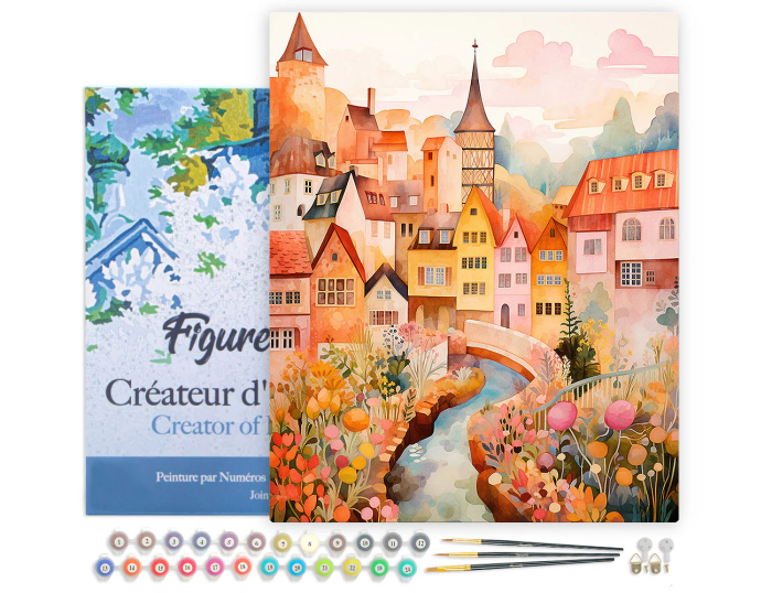 Set pictura pe numere, cu sasiu, Orasel incantator de chihlimar, 40x50 cm [2]