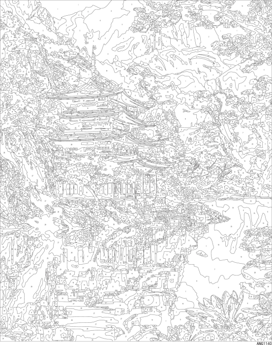 Set pictura pe numere, cu sasiu, Pagoda si sakura, 40x50 cm [3]