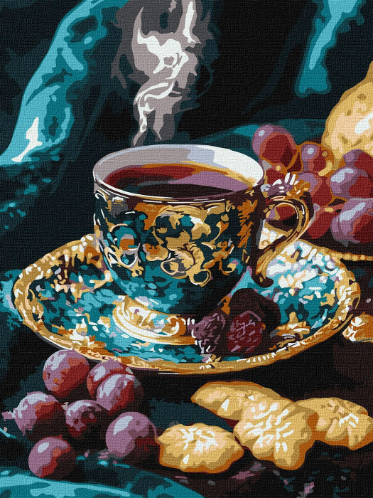 Set pictura pe numere, cu sasiu, Cafea turceasca - extra culori metalizate, 30x40 cm [1]