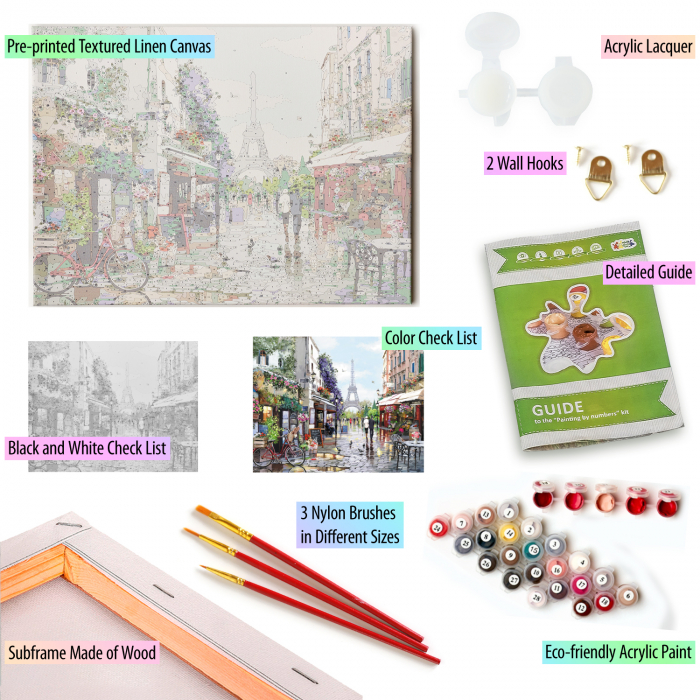 Pictura pe numere, cu sasiu, Paris in Spring, 40x5o cm [5]