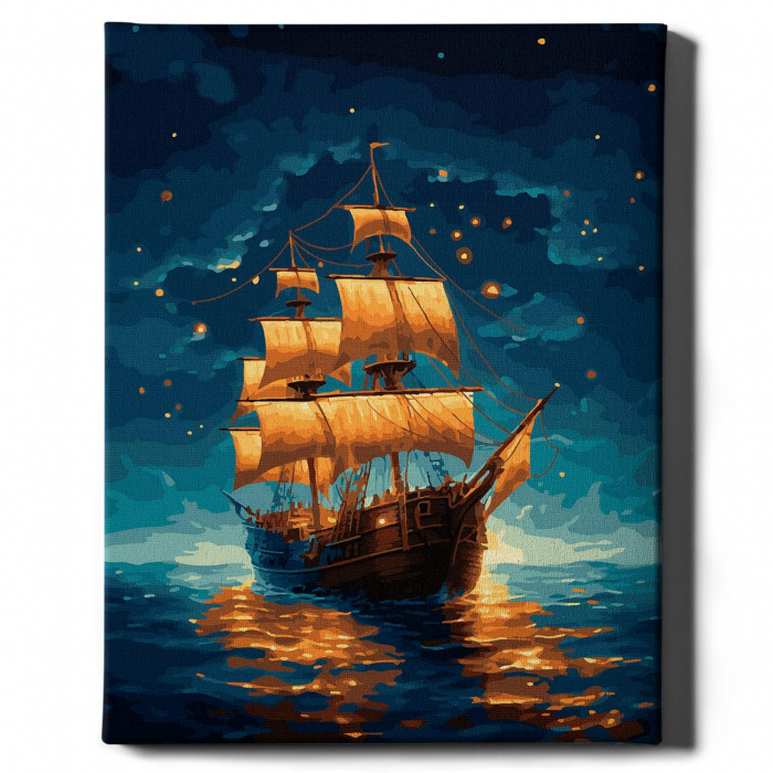 Set pictura pe numere, cu sasiu, Vapor nocturn, 40x50 cm [2]