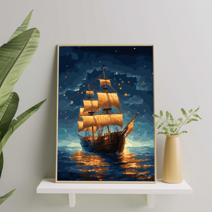 Set pictura pe numere, cu sasiu, Vapor nocturn, 40x50 cm [3]