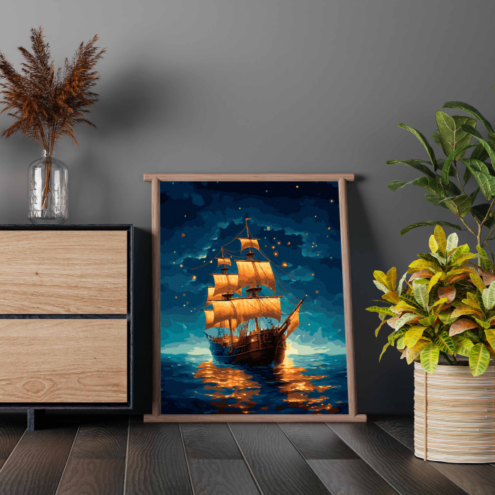 Set pictura pe numere, cu sasiu, Vapor nocturn, 40x50 cm [4]