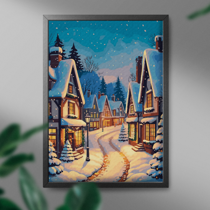Set pictura pe numere, cu sasiu, Strada de Craciun, 40x50 cm [3]