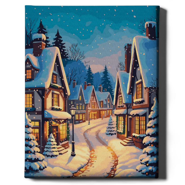 Set pictura pe numere, cu sasiu, Strada de Craciun, 40x50 cm [2]