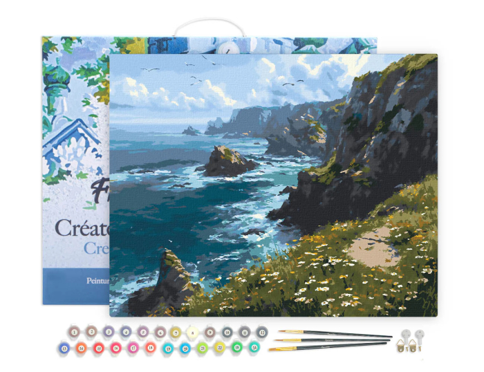 Set pictura pe numere, cu sasiu, Camp inflorit la marginea falezei, 40x50 cm [2]