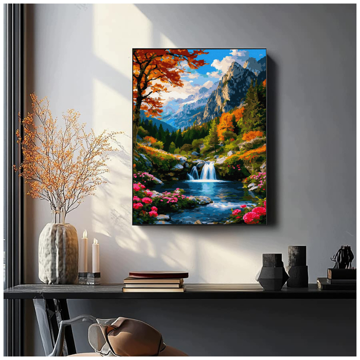 Set pictura pe numere, cu sasiu, Peisaj de munte, 40x50 cm [4]