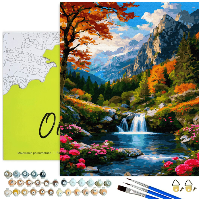 Set pictura pe numere, cu sasiu, Peisaj de munte, 40x50 cm [2]